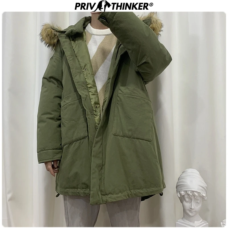 Privathinker, зимние мужские длинные зимние парки с большим меховым воротником, мужская и женская модная уличная куртка, верхняя одежда, Мужское пальто, плотное теплое пальто