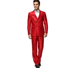 Мода на торжественных мероприятиях, таких как мужского костюма и шикарный двубортное красивые однотонные комплекты из двух вещей синего красного цвета cultivate one's morality костюм
