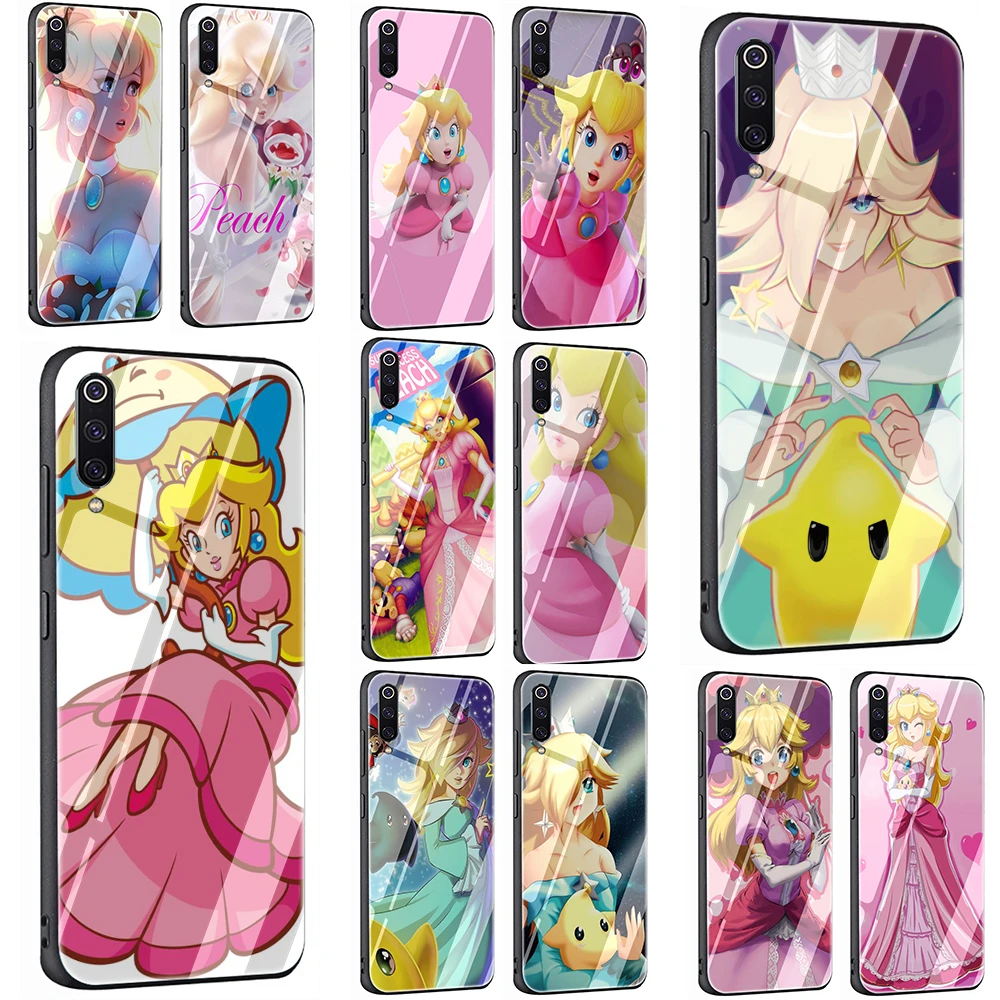 

Super Princess Peach Tempered Glass Phone Cover Case for Redmi 4X 6A Note 5 6 7 Pro Xiaomi Mi 8 Lite A1 A2 5X 6X 9