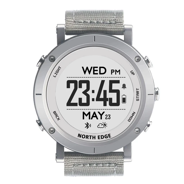 Умные часы мужские спортивные часы водонепроницаемые 50 м gps альтиметр барометр термометр компас высота Дайвинг Северная режущая кромка - Цвет: Серебристый