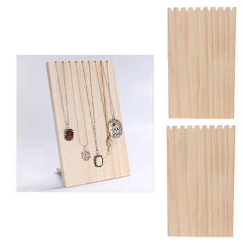 

2x Wood Neckalce Organizer Storage Showcase Jewelry Display Stand Rack