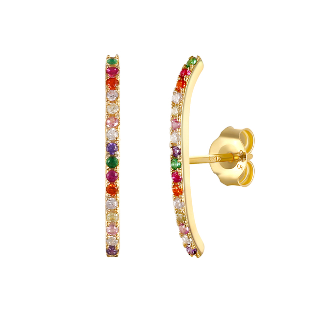 925 Sterling Silver Colored Crystal Hoop Earrings Collection Rainbow Zircon Mosaic Charm Circle Huggie Earrings Jewelry