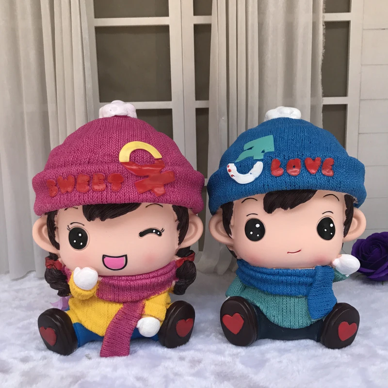 Pаспродажа Небьющаяся мультяшная пара фигурка кукол копилка пластиковая Копилка безопасная копилка декоративная коробочка аксессуары