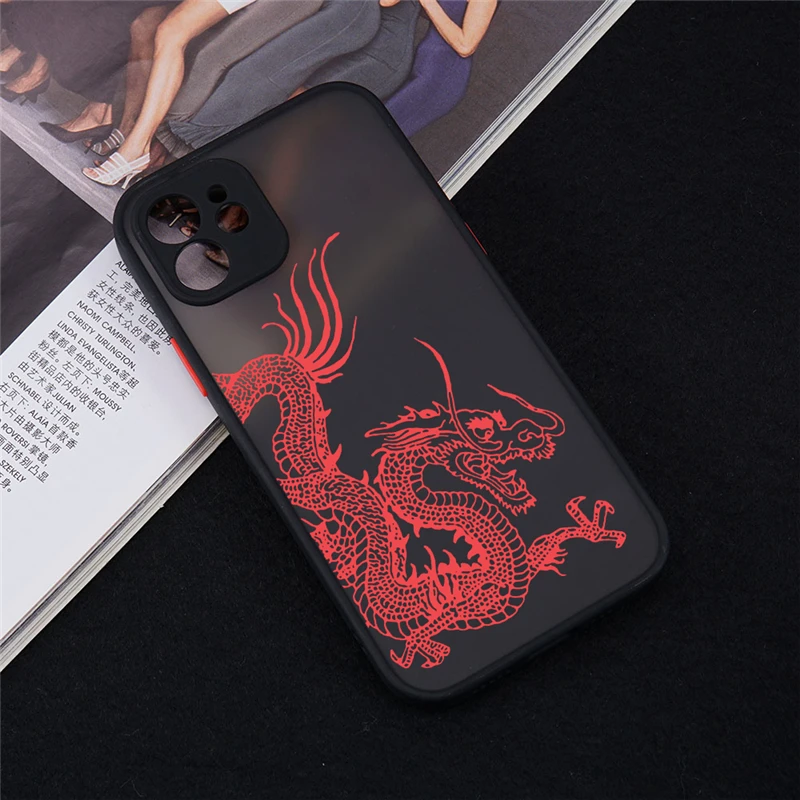 Coque de téléphone à motif de Dragon rouge au Design esthétique Unique, étui souple pare-chocs arrière pour iPhone 12 Mini 11 13 Pro X XS XR Max 6 7 8 Plus SE 2020