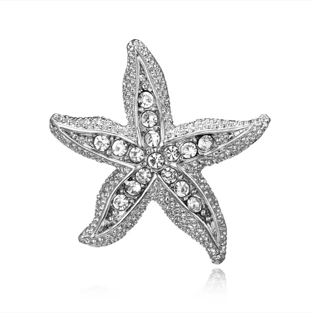 

Fashion Alloy Rhinestone Pin Brooch Sea-Star Starfish Inkfish Birds Owl Hedgehog Lizard Brooch Pins for Women Men's Suit Jewelry