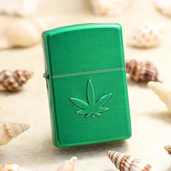 

Genuine Zippo windproof oil lighter copper Green Maple leaves cigarette Kerosene lighters With anti-counterfeiting code 29662