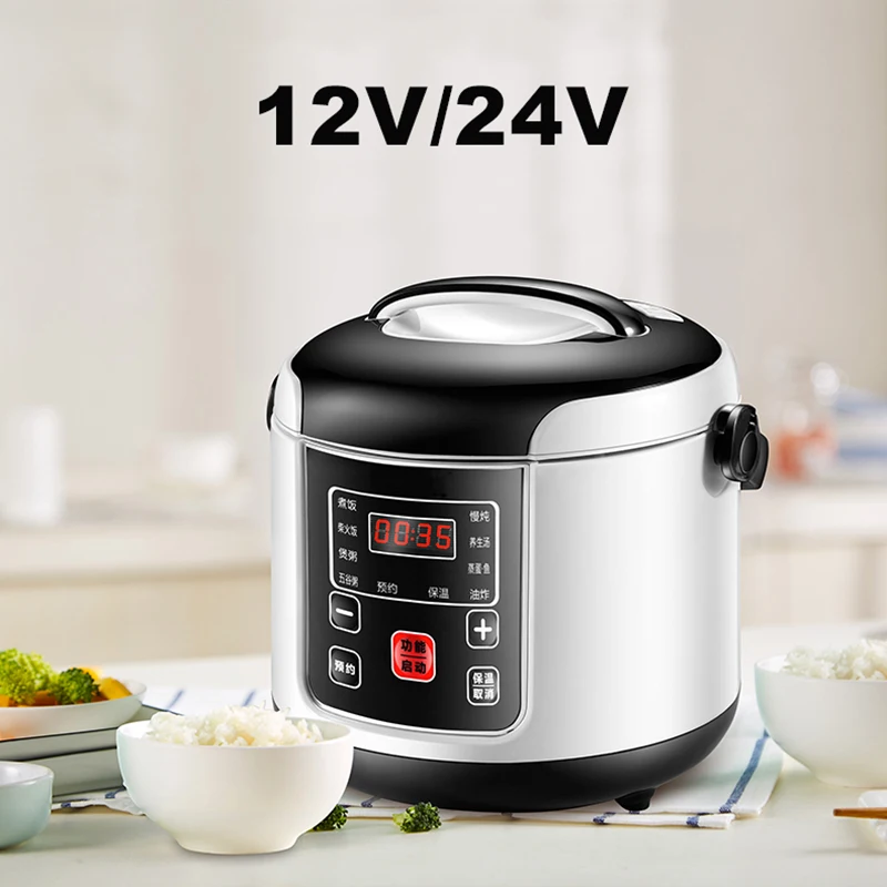 

12V/24V Electric Rice Cooker Car Truck Multicooker Soup Porridge Cooking Food Steamer 2L Electric lunch box Home Rice Cookers