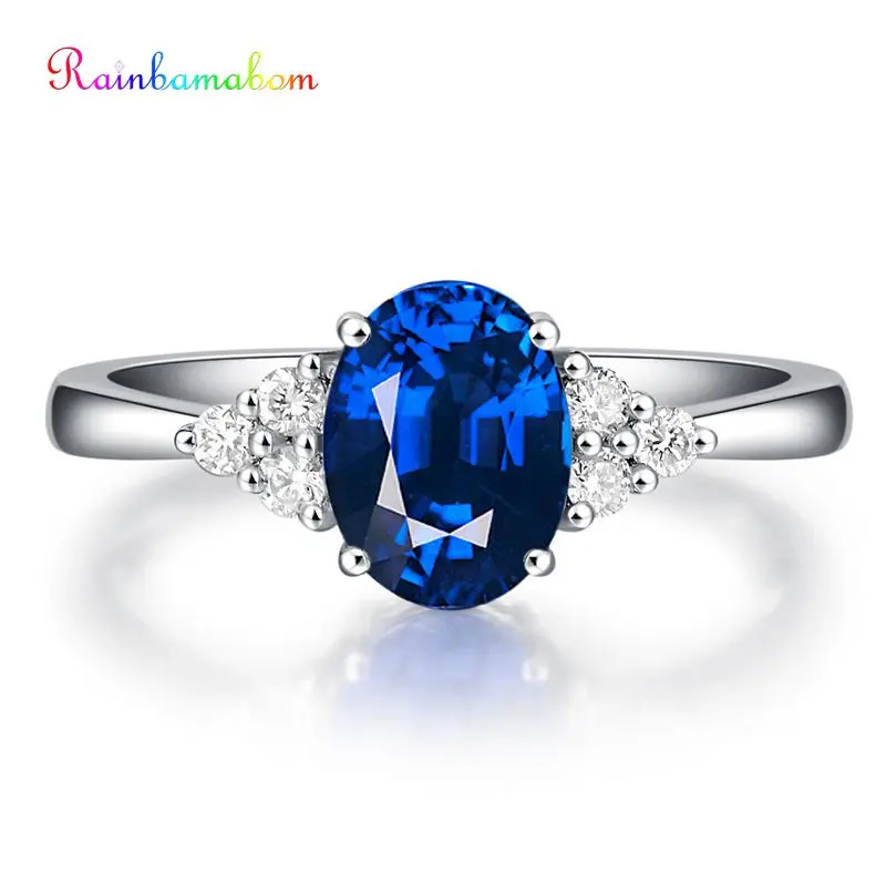 

Rainbamabom Classic 925 Sterling Silver Oval Created Moissanite Sapphire Gemstone Wedding Engagement Ring Fine Jewelry Wholesale