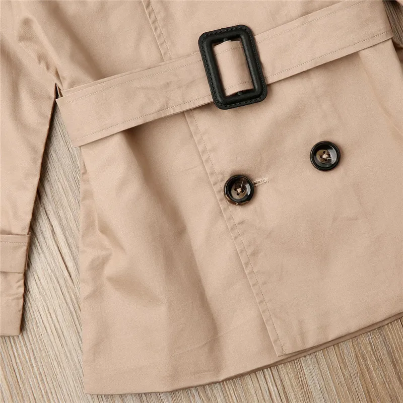Girls Jacket Children's Double-breasted Lapel Trench Long Sleeve Coat Kids Winter Trench With Belt Casual Slim Fit Outerwear