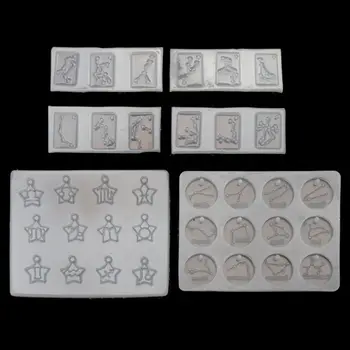 

6Pcs 12 Constellation Round Star Square Pendant Resin Mold Jewelry Making Tools