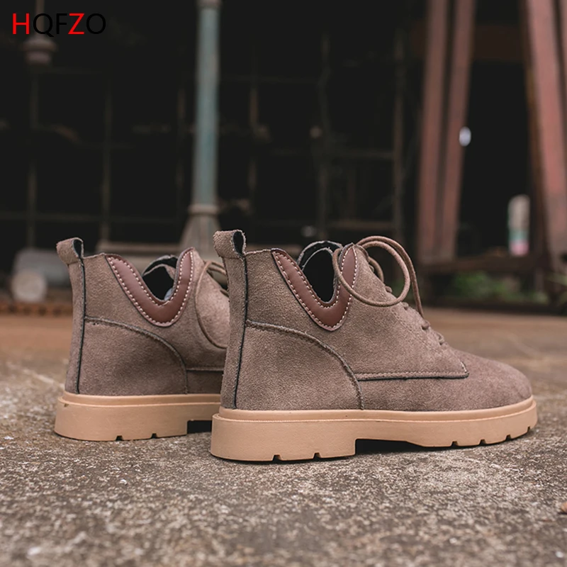 HQFZO/новые женские ботильоны на плоской платформе Осенняя обувь Martin из флока в