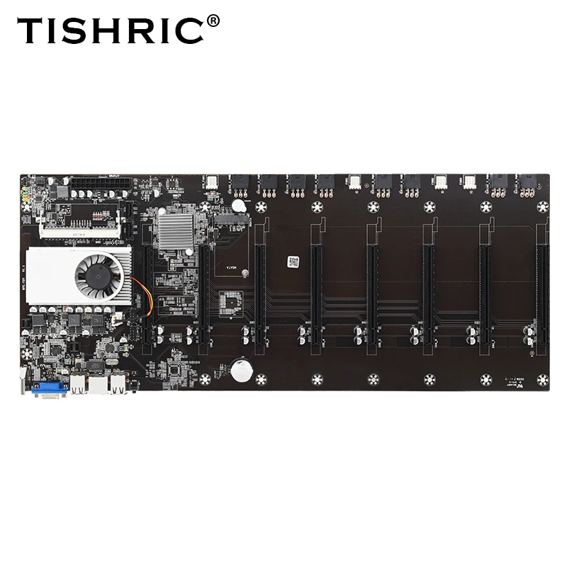 Материнские платы TISHRIC для биткоинов материнская плата 8 GPU 16X /4 * USB2.0 /DDR3 слот