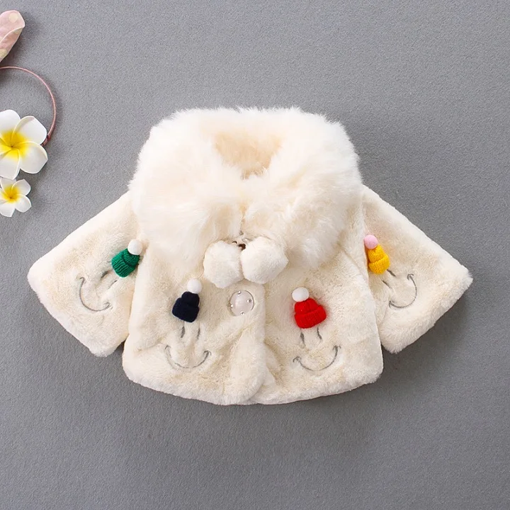 Осенне-зимняя детская одежда, куртка теплая куртка для маленьких девочек детское плюшевое плотное пальто с капюшоном одежда для детей - Цвет: A074 White