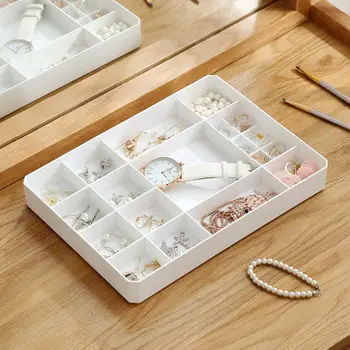 

Desktop Transparent Cover Grids Jewelry Organizer Earrings Ring Storage Box Cosmetics Holder Jewelry Earring Rings Beads Pills N