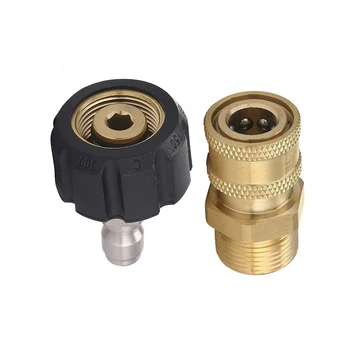 

High Pressure Washer Adapter Set 5000PSI M22 1/4\\\" Swivel Quick Connect Kit Graden Washing Tool Accessories