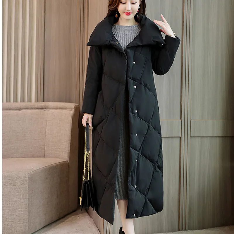 Winter down cotton coat female fashion plus size loose outerwear long high-end thick cotton parka women elegant jacket tops