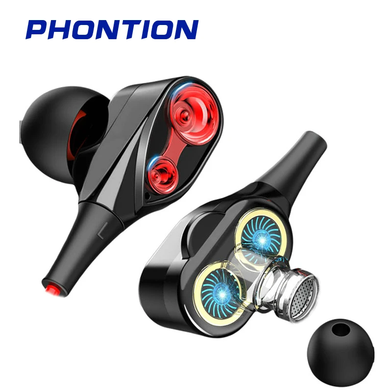 Dual Drive Stereo Bass Sport Earphones Wired In-Ear Headset gamer Earbuds With 3.5mm Mic For iPhone Samsung Huawei Xiaomi Gaming