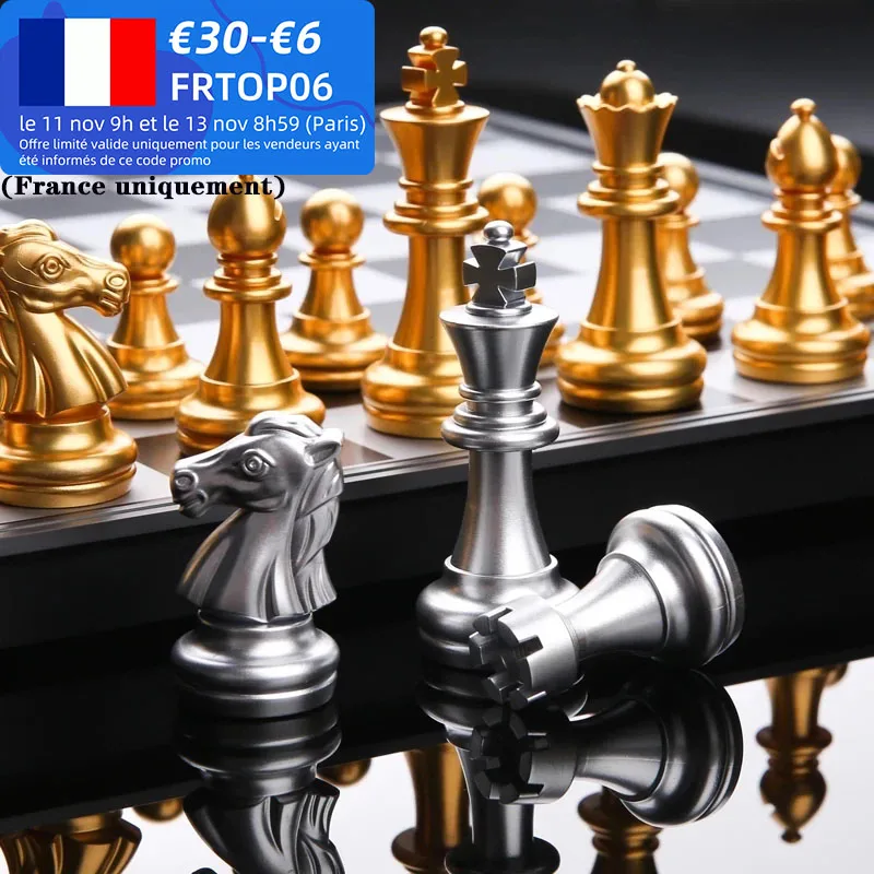 Luxury Magnetic Chessboard 32 Gold Silver Chess Pieces Board Game Chess Figure Chessboard Sets Medieval Chess Games