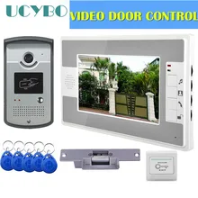 Système de contrôle d'accès d'interphone vidéo caméra de porte étanche 1000TVL RFID serrure électrique de porte 7 pouces système d'entrée de visiophone