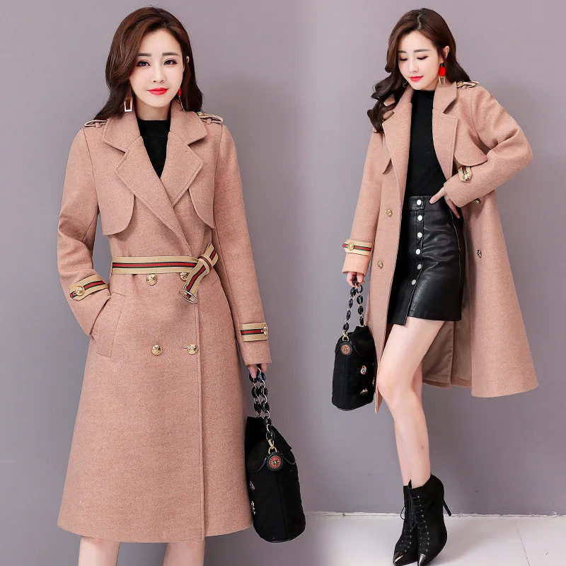 

Woolen Jacket 2019 Autumn & Winter Solid Color Casual Mid-length Long Sleeve Fashion Comfortable