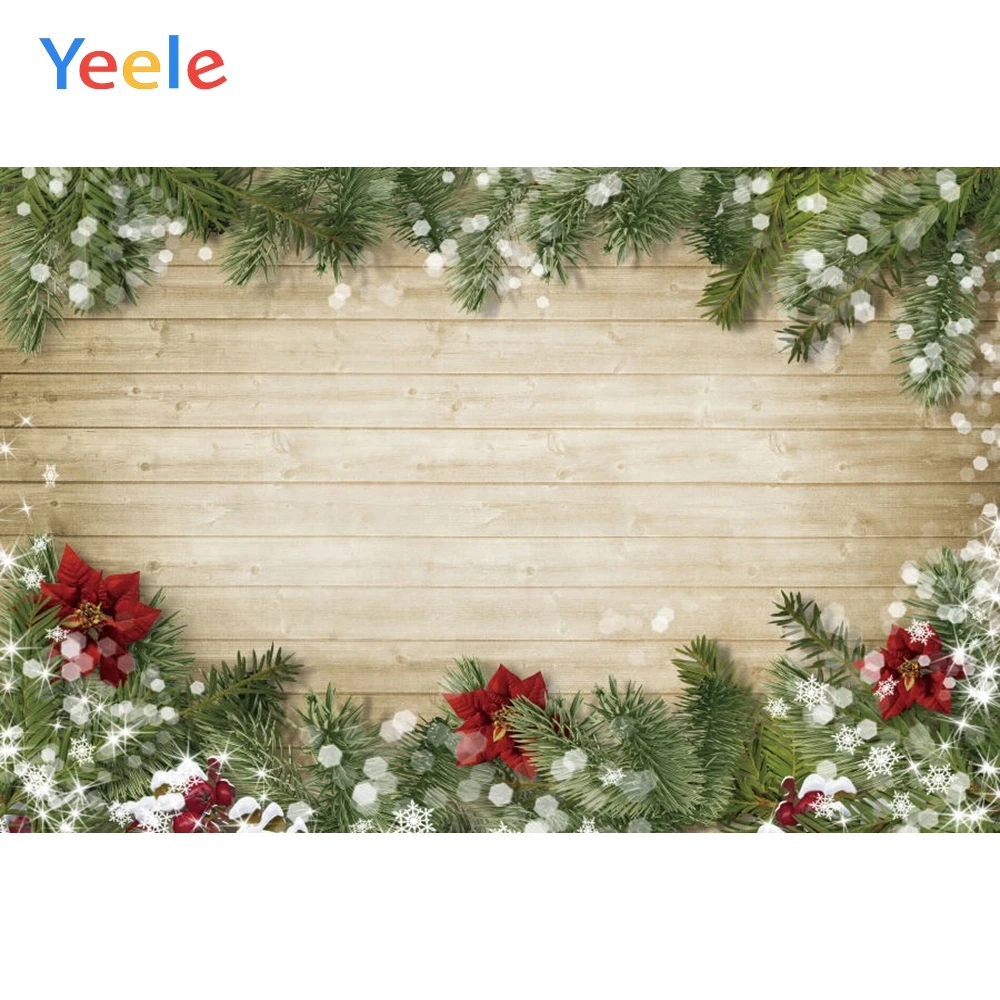 

Yeele Christmas Backdrop Wood Board Gifts Light Baby Birthday Party Customized Vinyl Photography Background For Photo Studio