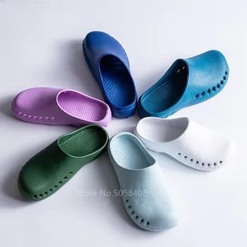 

Medical Surgical Slippers Solid Antiskid Soft Hospital SPA Beauty Nurse Doctor Operating Room Clogs Work Shoes 7Colors