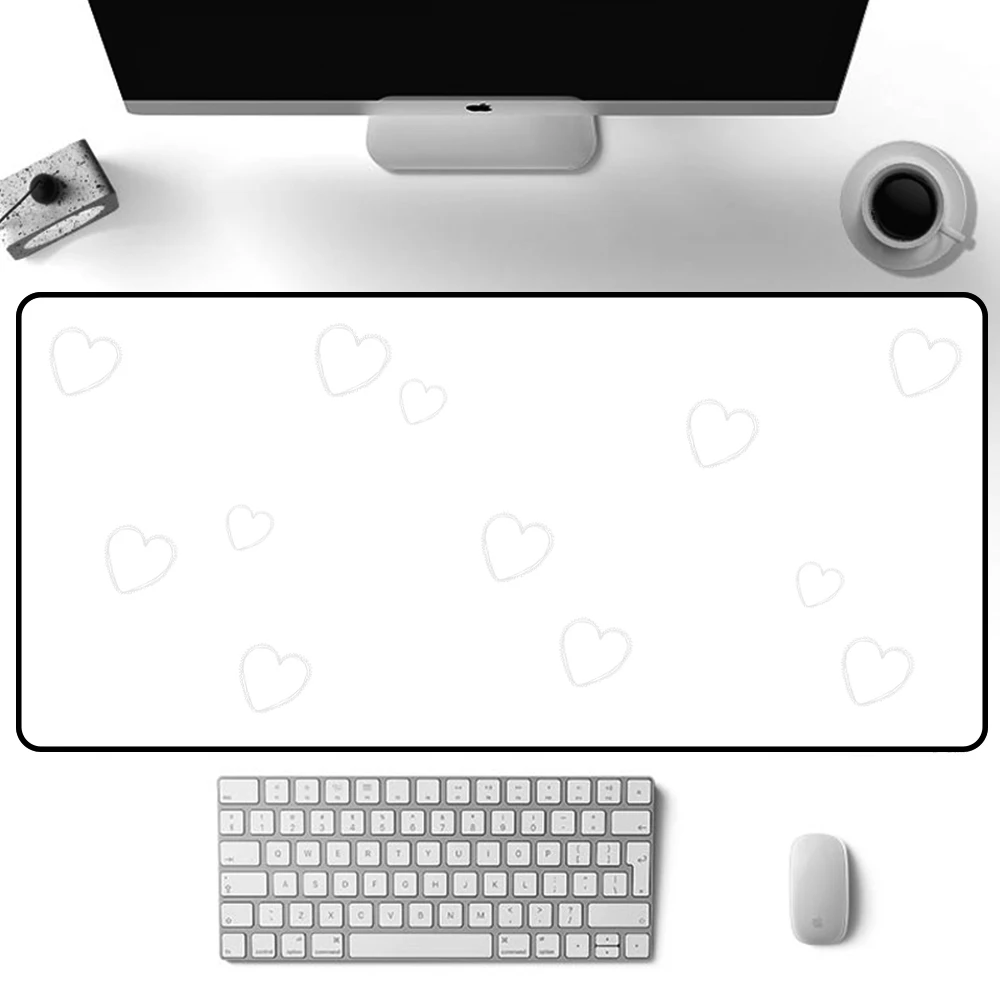 

Solid Color Minimalism Pads Heart White Mouse Pad Large Gamer Desk Mat XXL MousePad Gaming Accessories mat for desktop