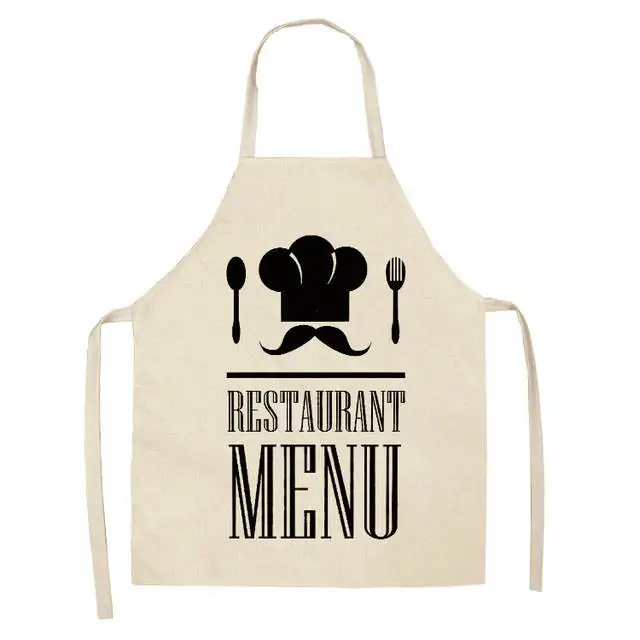 1pcs Letter Alphabet Kitchen Aprons For Women Cotton Linen Bibs Household Cleaning Pinafore Home Cooking Apron WQTF18