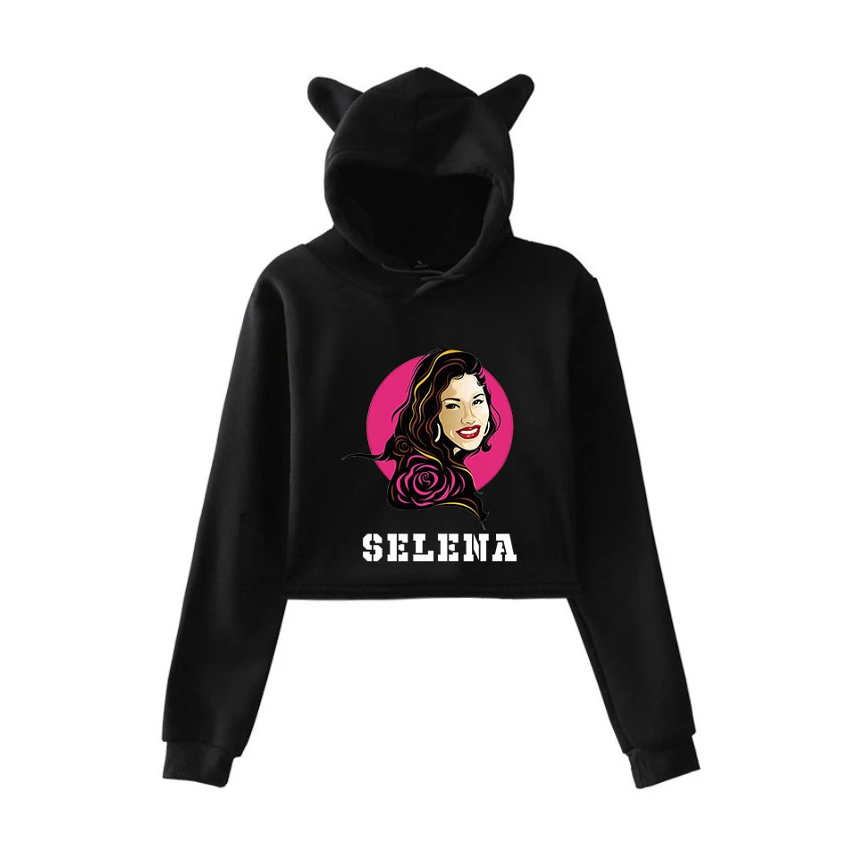 Selena Quintanilla кошка толстовки с принтом для женщин летний короткий кошачий топ модные толстовки с капюшоном Сексуальная уличная одежда размера плюс