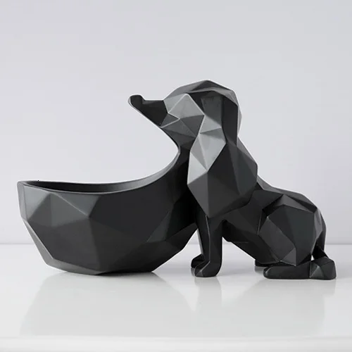 Скульптура из смолы для гостиной, стола, животного, конфетного ореха, ключевой телефон, ящик для хранения, скульптура собаки из смолы - Цвет: Black