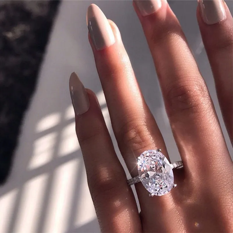 Milangirl-Anillo de boda minimalista Simple, anillos de compromiso de boda con piedra de circonia cúbica ovalada, anillos de compromiso de ajuste