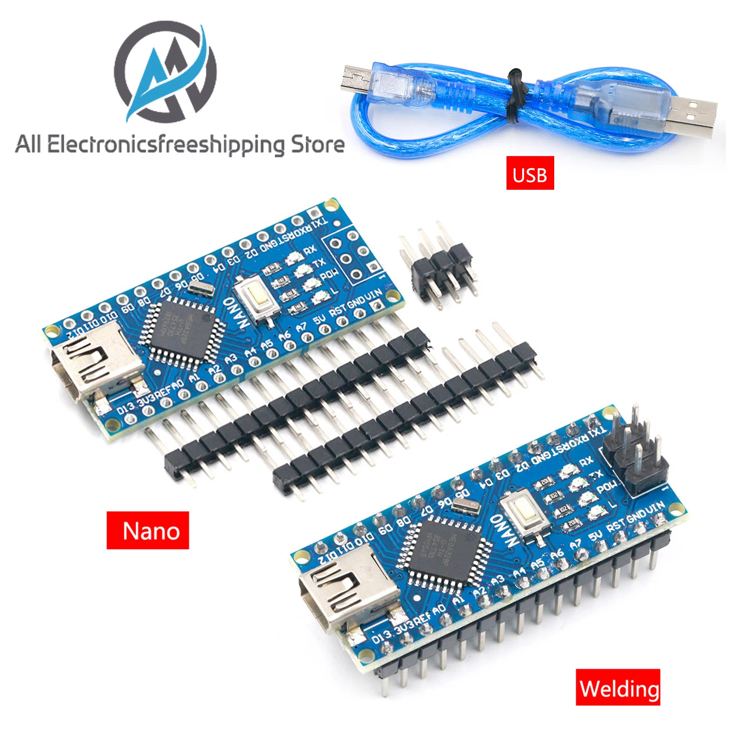Плата плата совместимая с контроллером arduino Nano 3 0 Atmega328 макетная модулем WAVGAT без USB