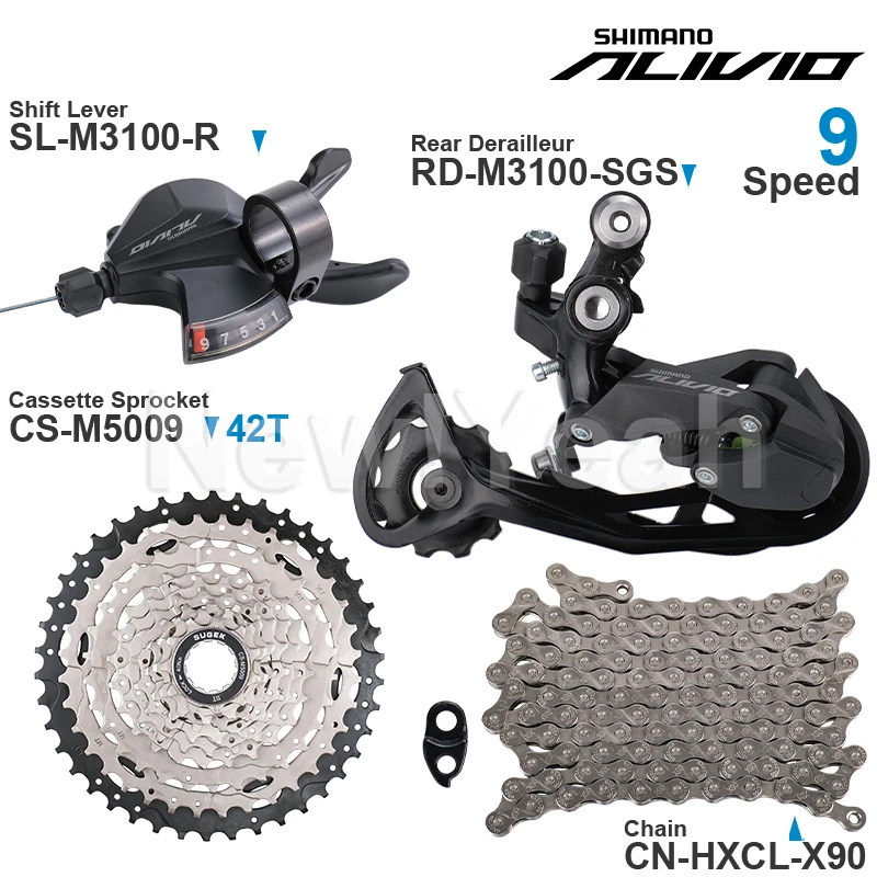 SHIMANO ALIVIO M3100 9 Speed Groupset M3100 Shifter Rear