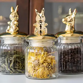 

1Pc Glass Storage Canister Transparent Tea Canisters Sealing Canisters