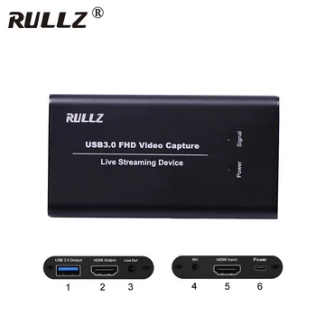 

With Mic HDMI to USB 3.0 Video Capture Card Phone Game TV Programs Recording Box Quicktime Youtube Facebook Skype Live Streaming