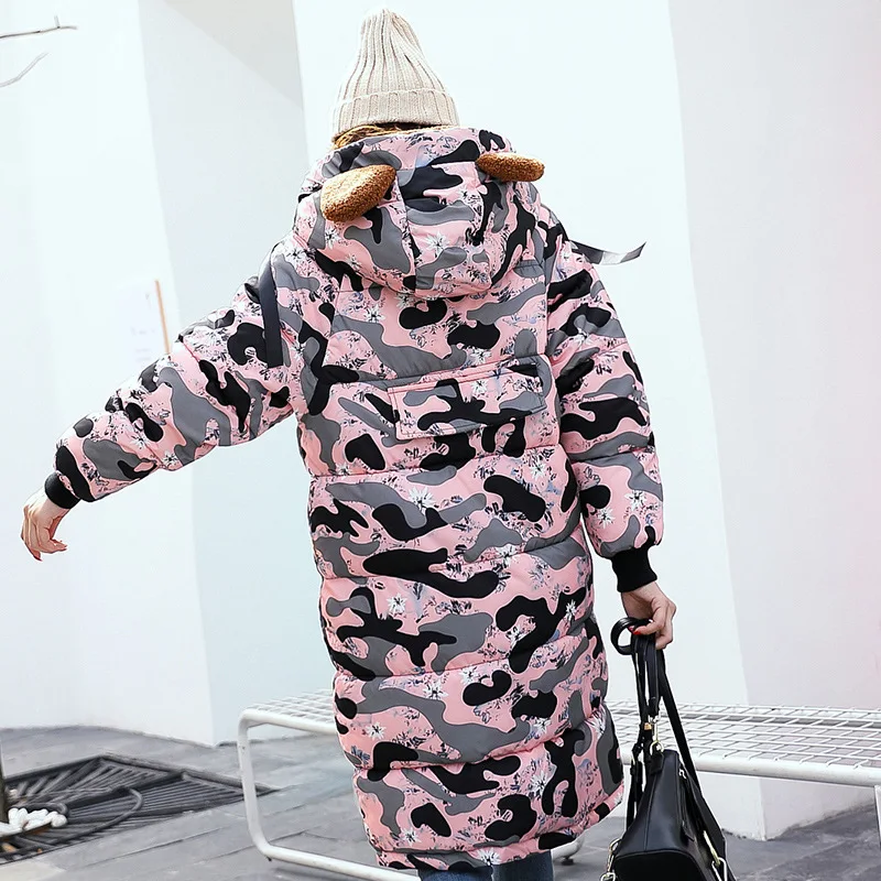 

2017 Autumn And Winter New Style Hooded Extra-large Cotton-padded Clothes Women's Mid-length Thick Camouflage Korean-style Slim