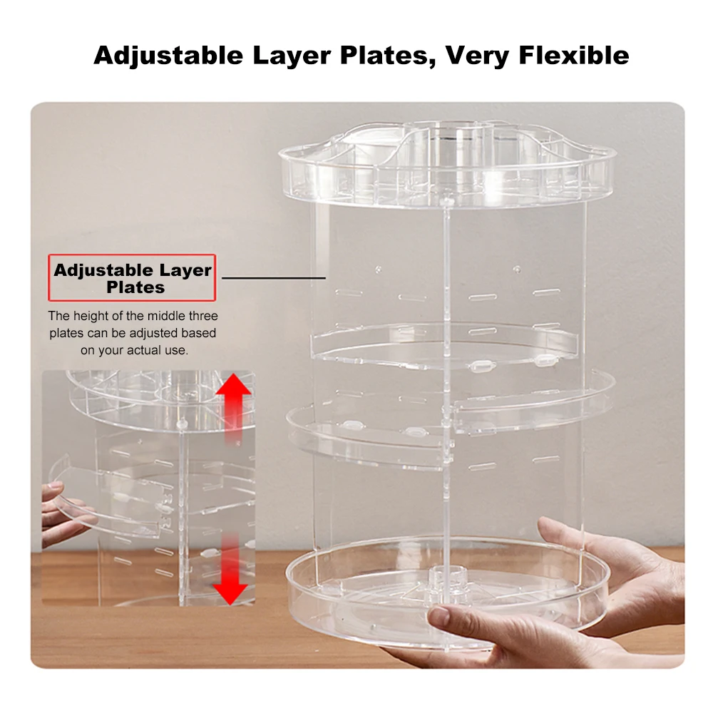 Multi Functional Cosmetic Storage Box Display Holder Acrylic Makeup Case Organizer 360 Degree Rotation DIY Adjustable 4