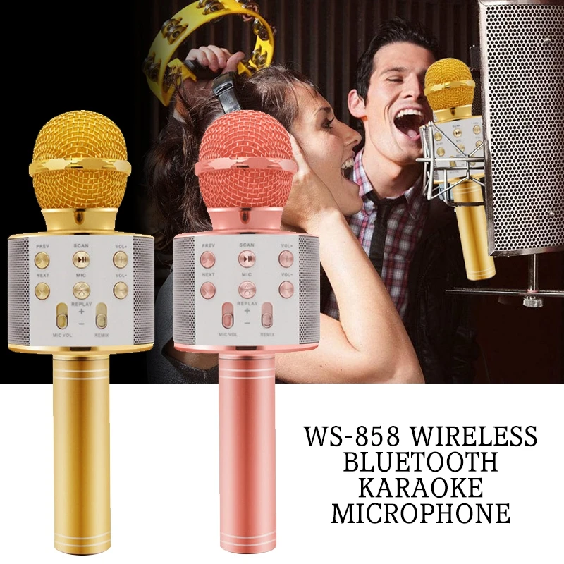

KTV WS 858 Wireless Microphone Professional Condenser Karaoke Mic Bluetooth Stand Radio Mikrofon Recording Studio Microphone Hot