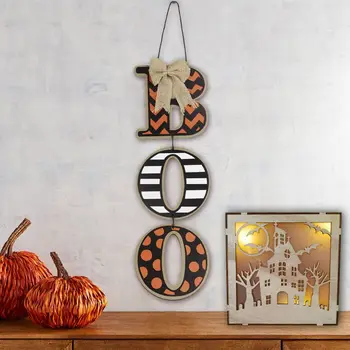 

Halloween Thankful Blessed Pumpkin Boo Hanging Sign Wooden Board Plaque Home Door Window Wall Decoration