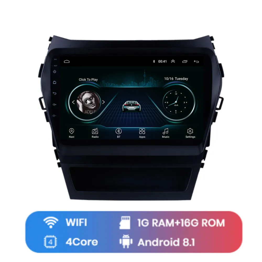 4G LTE Android 8,1 для HYUNDAI IX45 SantaFe 2013 Мультимедиа стерео автомобильный dvd-плеер навигация gps радио - Цвет: WIFI (1G 16G)
