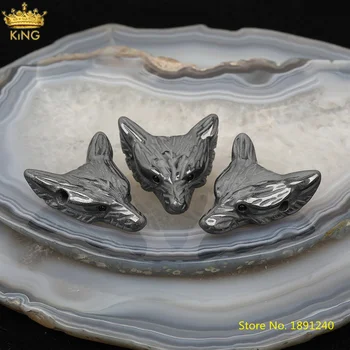 

2pcs/lot Natural Iron Stone Carved Wolf Head Pendant Jewelry Fashion Women Figurine Animal Chakra Jewelry Findings XG-24KBAH