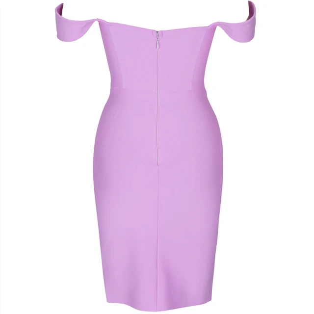 Bandage Dress 2021 Summer Lilac Purple Bodycon Dress  for Women Draped Off Shoulder Party Dress Evening Birthday Club Outfits 6