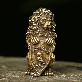 

Antique Bronze Welcome Shiled Lion King Statue Home Feng Shui Decorations Lucky Copper Owl Miniature Figurines Table Ornaments