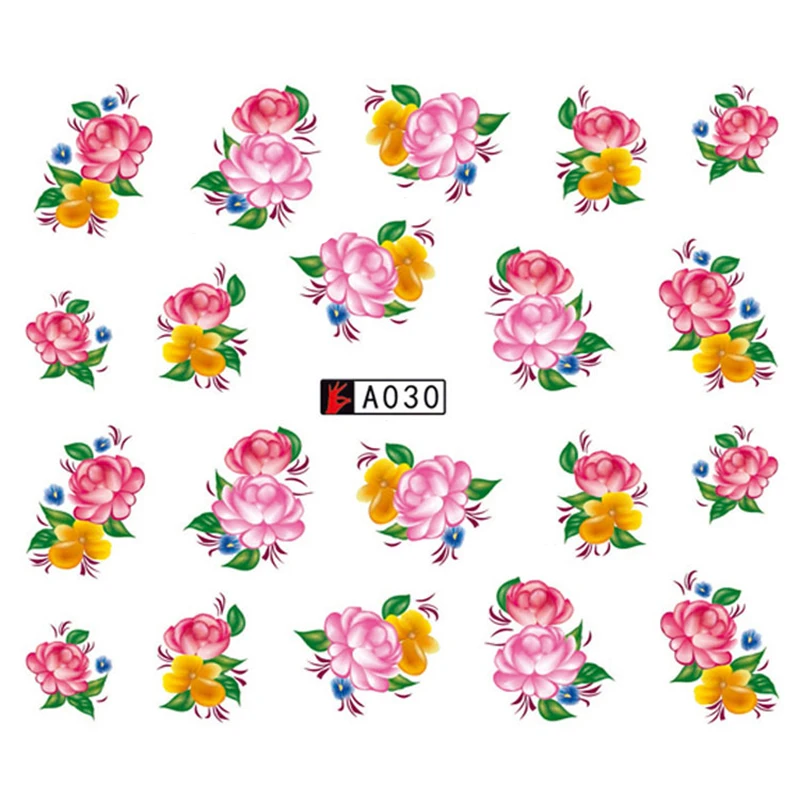 GAM-BELLE 1 лист DIY цветок слайдер переводная наклейка для ногтей розовый цветок розы Переводные картинки для женщин Красота Макияж Обертывания Декор для ногтей - Цвет: A030