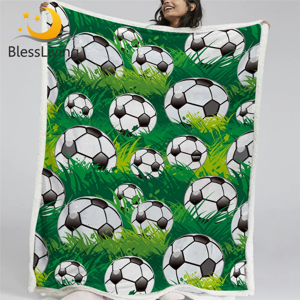 Blesslive футбольное шерпа Флисовое одеяло спортивное с мультяшным рисунком шарика