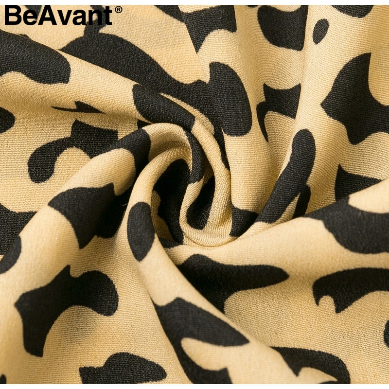 BeAvant Elegant leopard print women maxi skirt High waist ruffled asymmetrical female long skirt Side bow tie autumn lady skirts