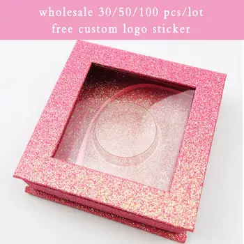 

FOXYFOX false eyelash packaging box lash boxes custom logo sticker 3D mink lashes faux cils square glitter magnetic cases empty