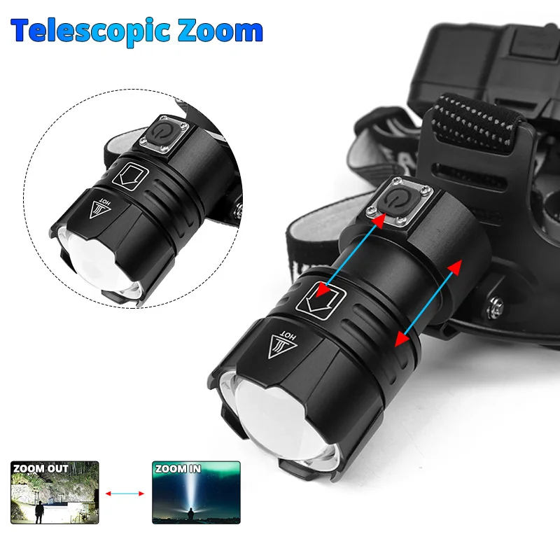 Comprar Super brillante XHP70.2 USB recargable Led faro XHP70 caza ciclismo linternas uso impermeable 3x18650