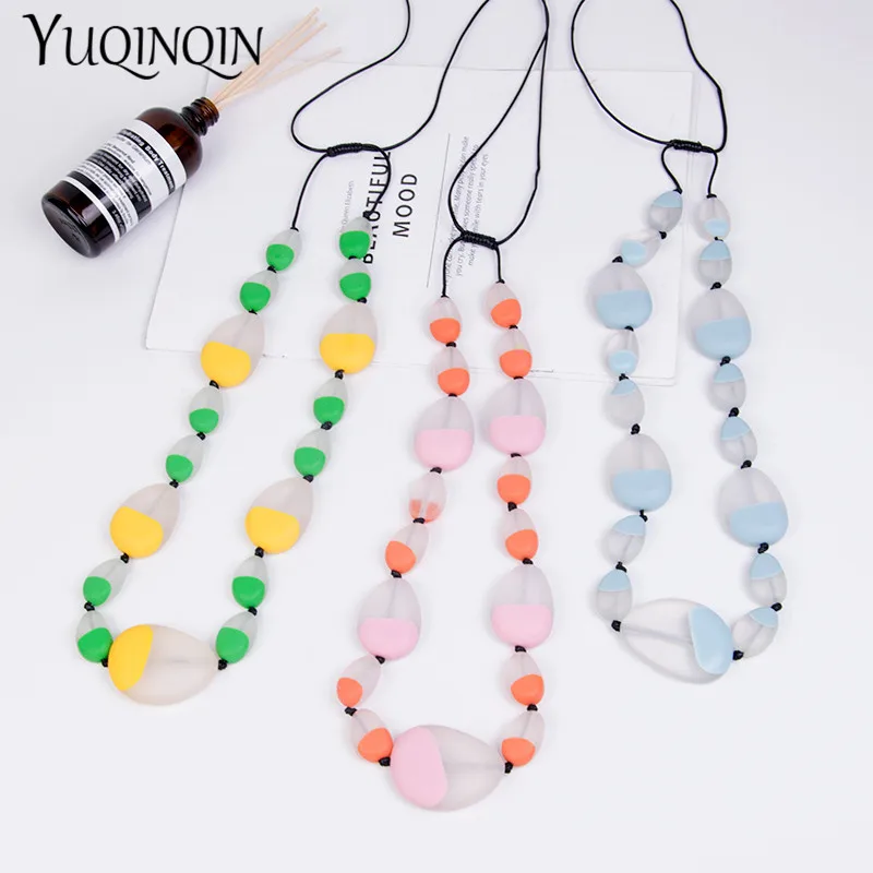 Fashion Rope Custom/Long Necklaces Female Statement Vintage Necklace Women Natural Stone Resin Acrylic Designer Necklace Party