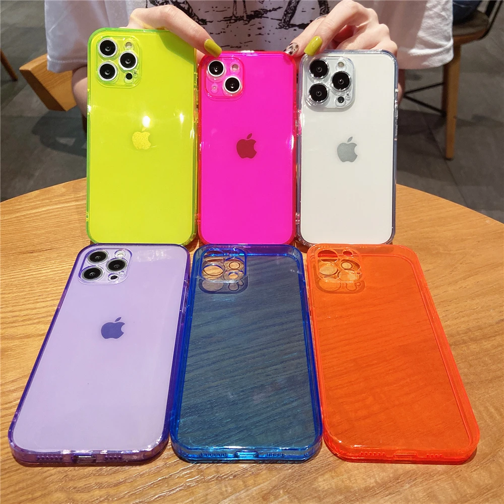 Vibrant Neon Clear Candy Color Silicone Case - Slim & Soft Design